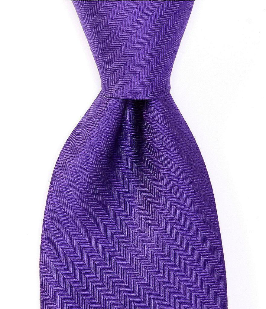 Roundtree & Yorke Herringbone Solid Narrow 3 1/8#double; Silk Tie Product Image