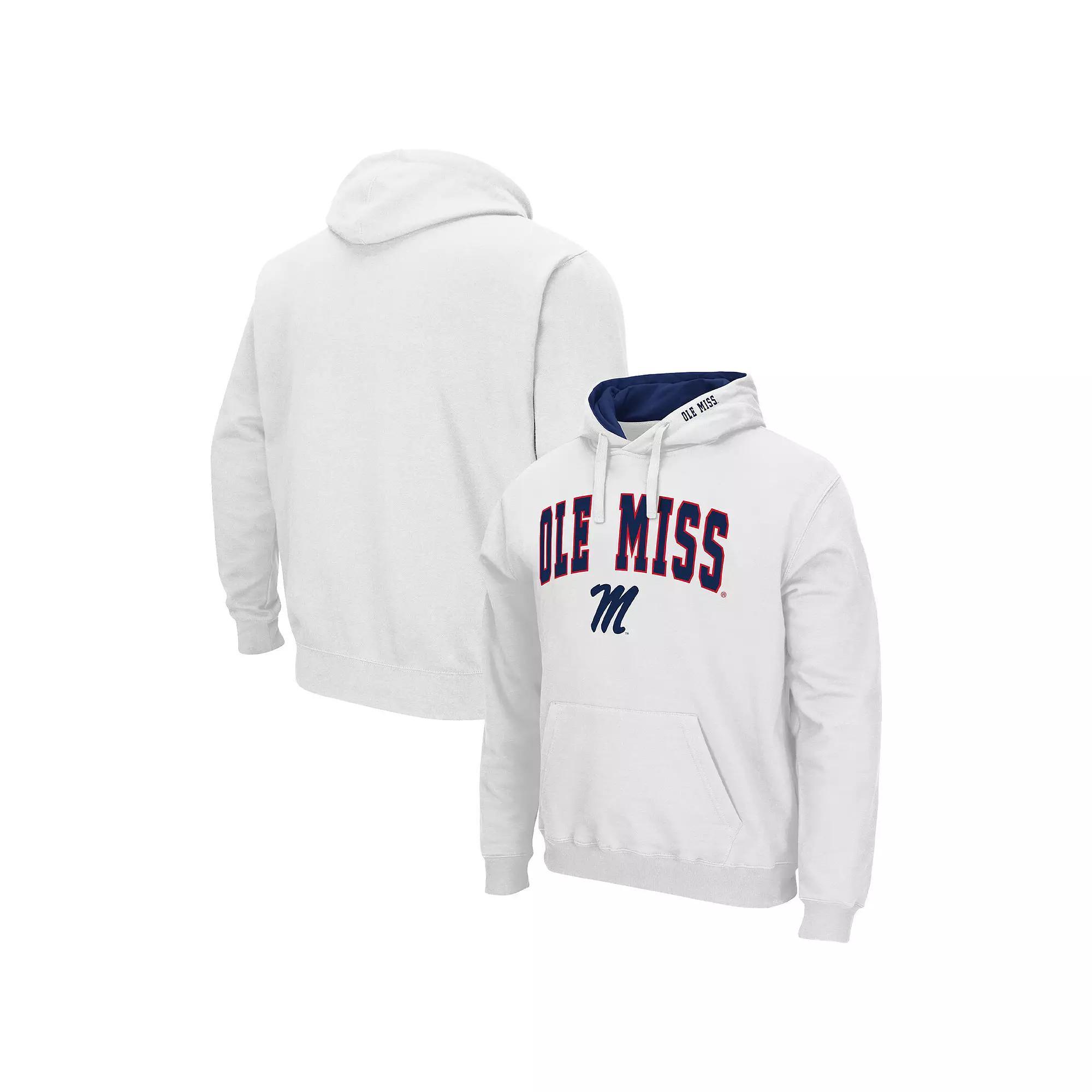 Men's Colosseum White Ole Miss Rebels Arch & Logo 3.0 Pullover Hoodie, Size: 2XL Product Image