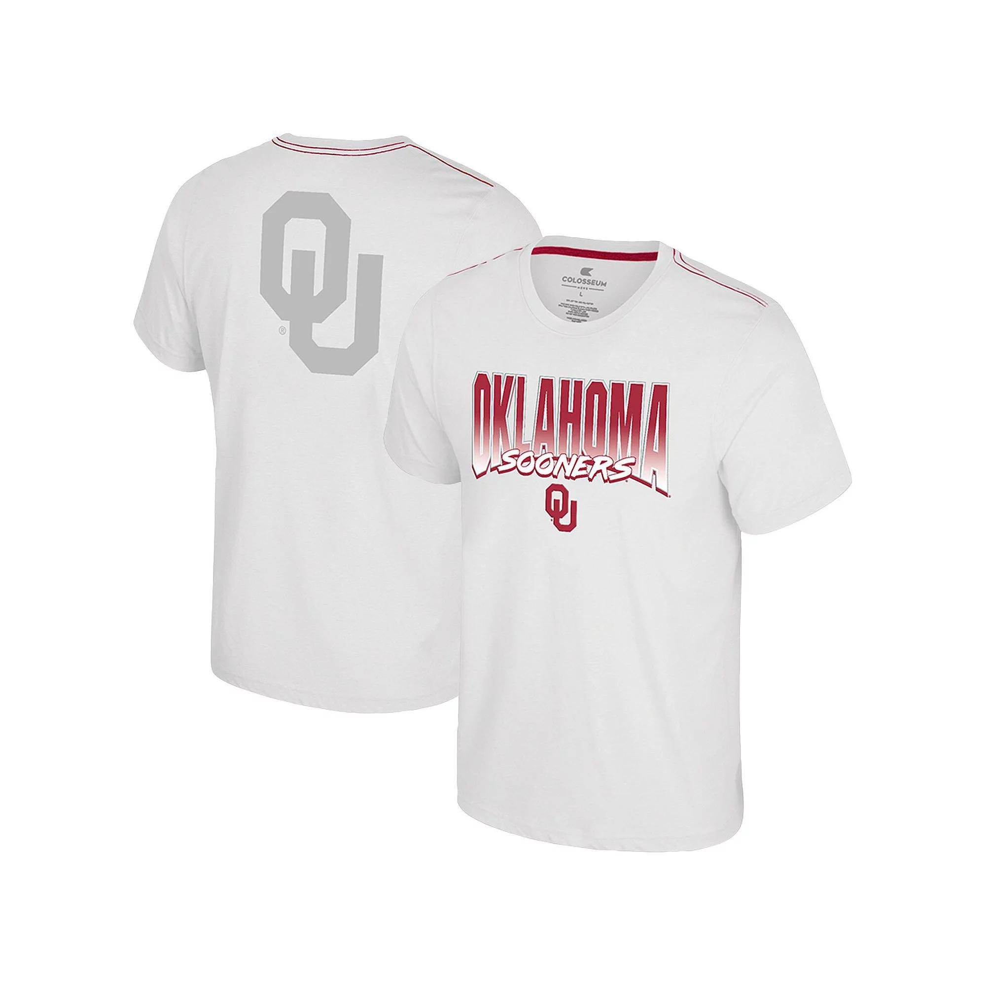 Men's Colosseum White Oklahoma Sooners Dual Logo T-Shirt, Size: Medium Product Image