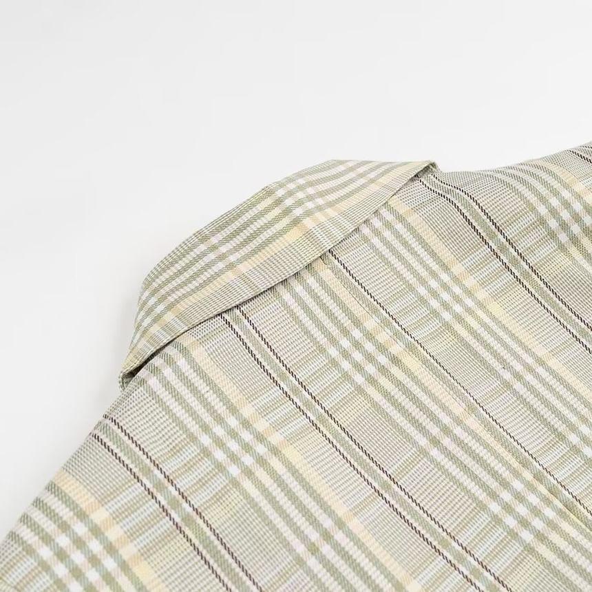 Notch Lapel Plaid Double Breasted Blazer Product Image