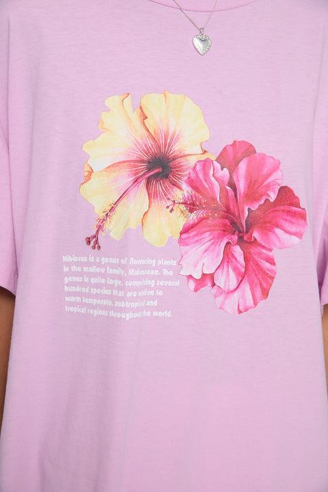 Hibiscus Haven Oversized Tee Pink Product Image
