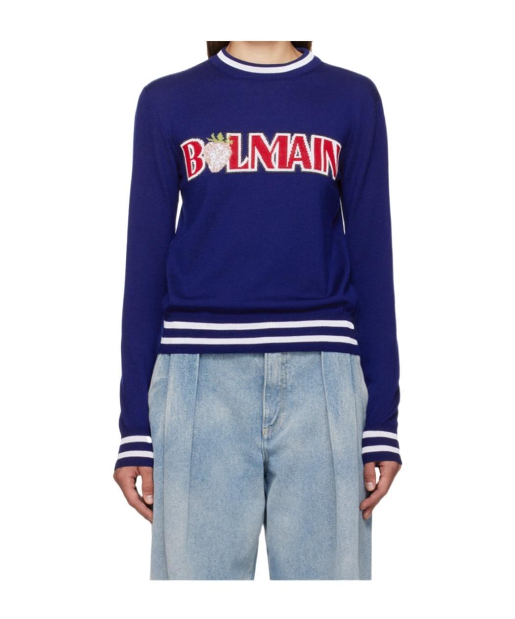 BALMAIN Logo Sweater In Blue Product Image