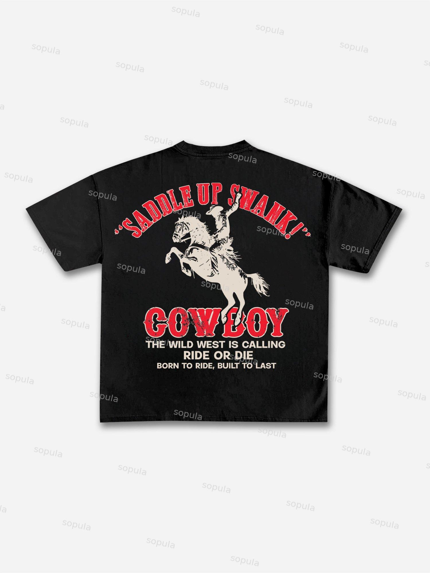 Cowboy Old Vintage Graphic Cotton T-shirt Product Image