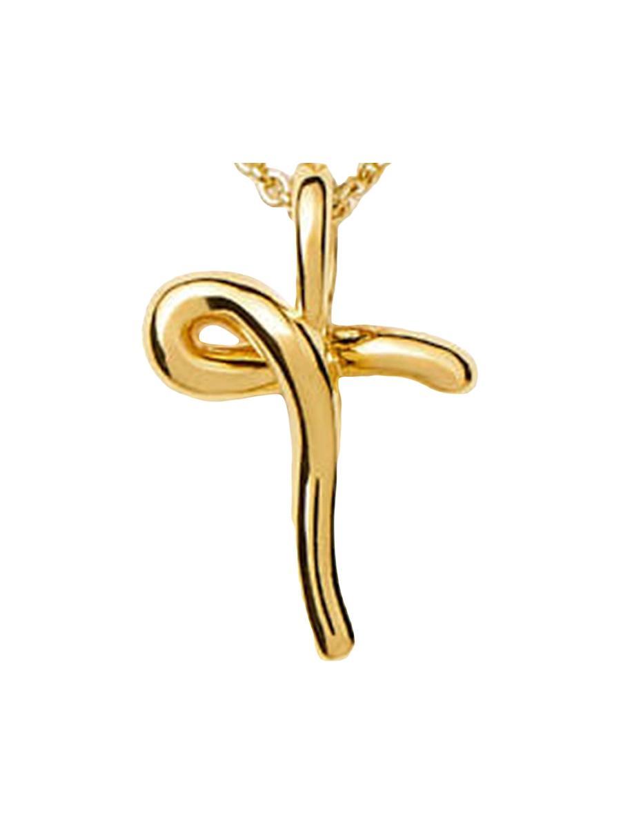 Womens 18K Gold Vermeil Curly Molten Mini Initial Necklace Product Image