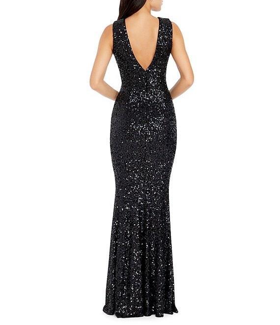 Dress the Population Leighton Sequin Round Neck Sleeveless Mermaid Gown Product Image