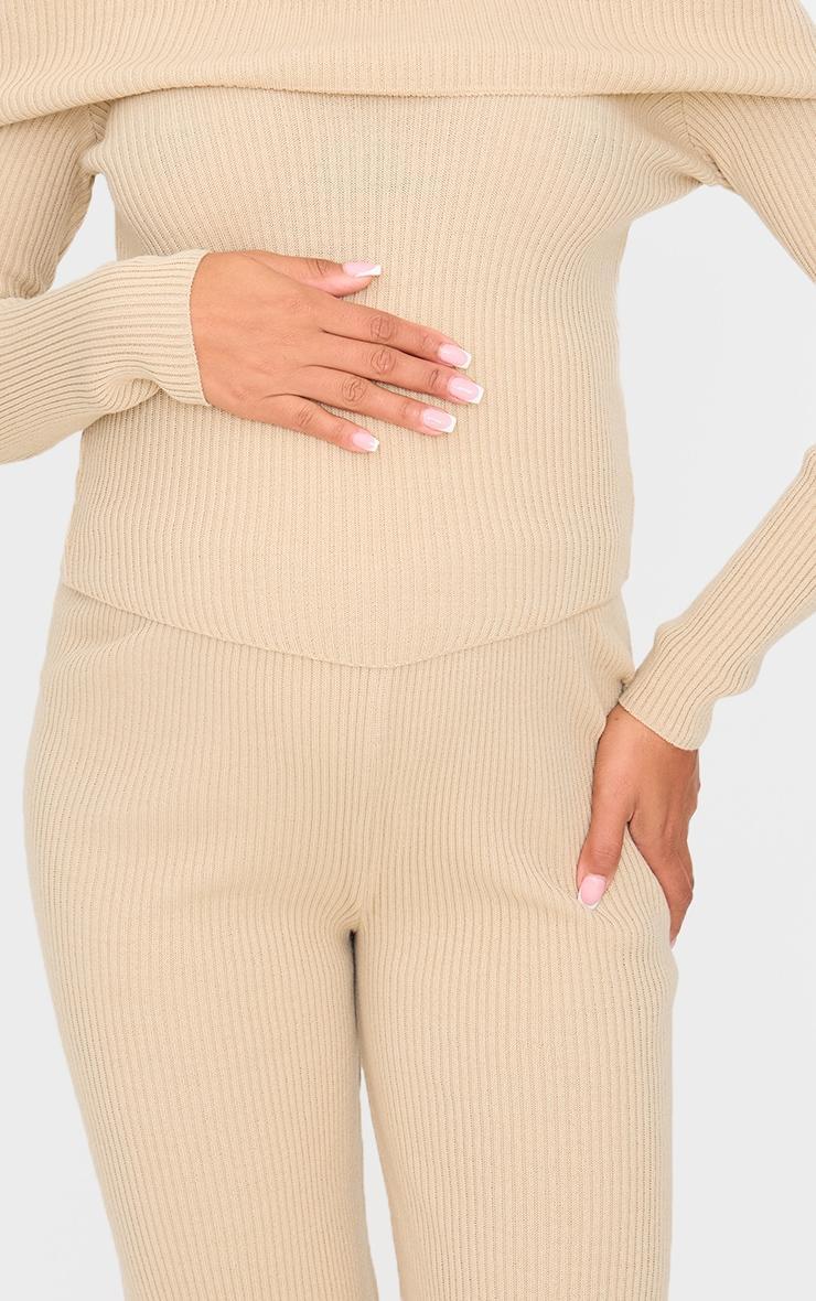 Maternity Oatmeal Rib Knit Straight Leg Pants Product Image