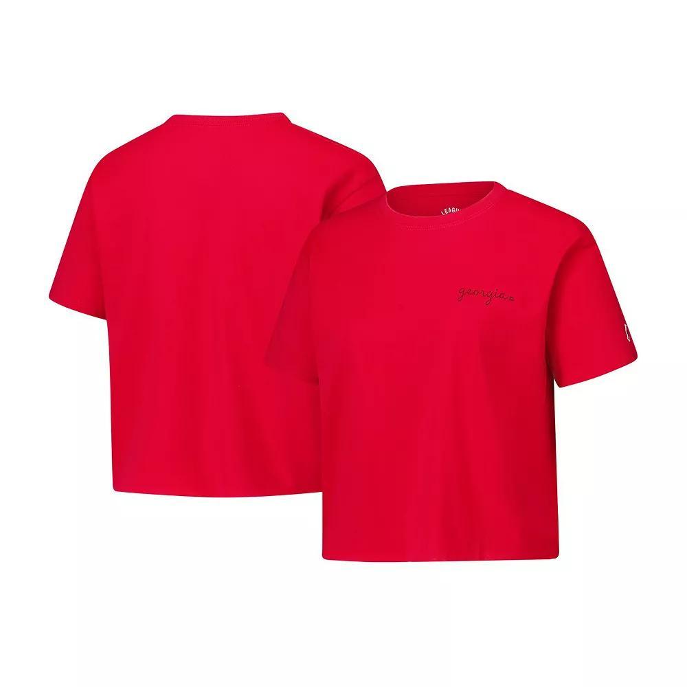 Women's League Collegiate Wear Red Georgia Bulldogs Clothesline Cotton Midi T-Shirt,  Product Image