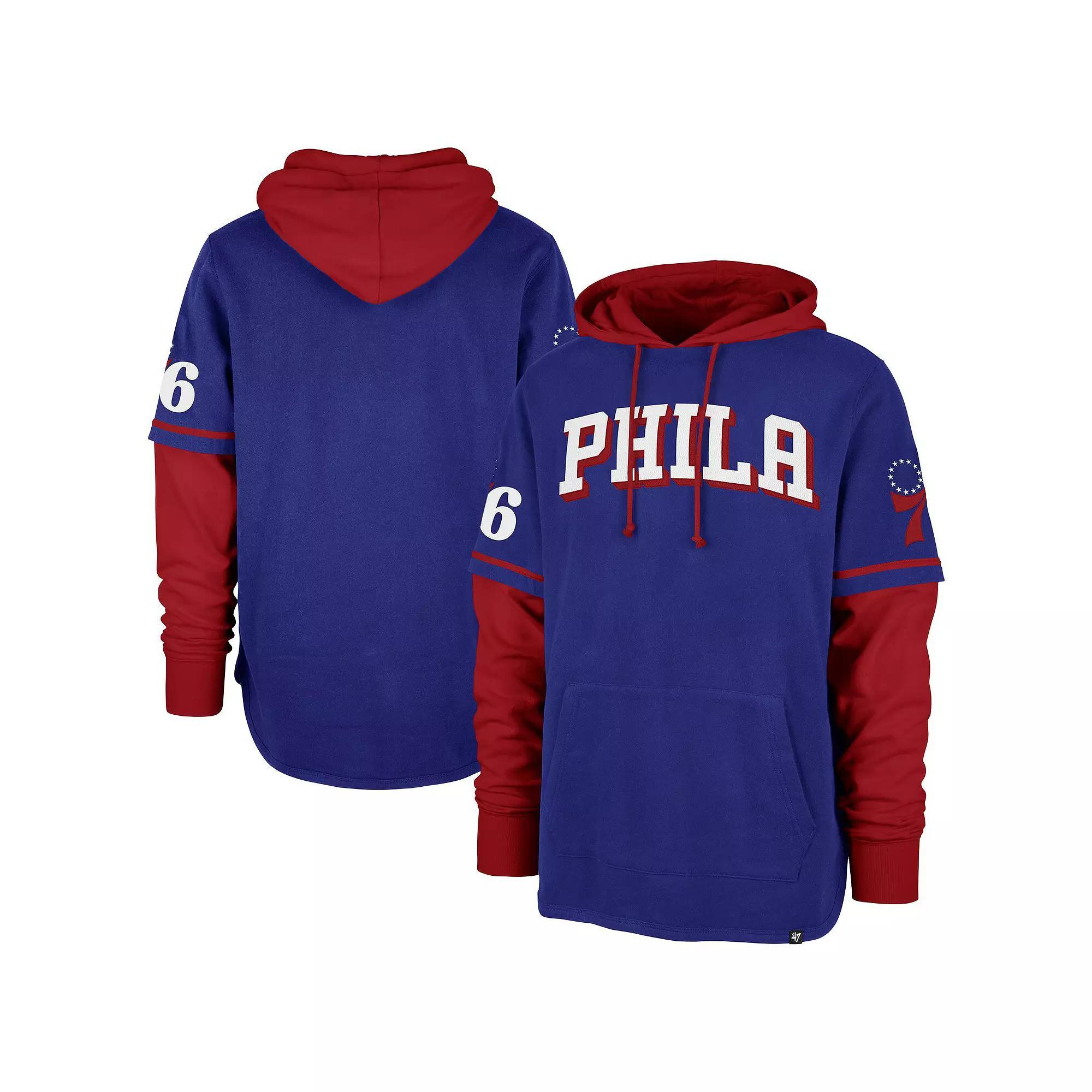 Men's '47 Royal Philadelphia 76ers Trifecta Shortstop Pullover Hoodie, Size: Large, 76r Blue Product Image