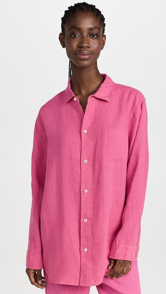 Desmond & Dempsey Cerise Lounge Shirt Plain Linen | Shopbop Product Image