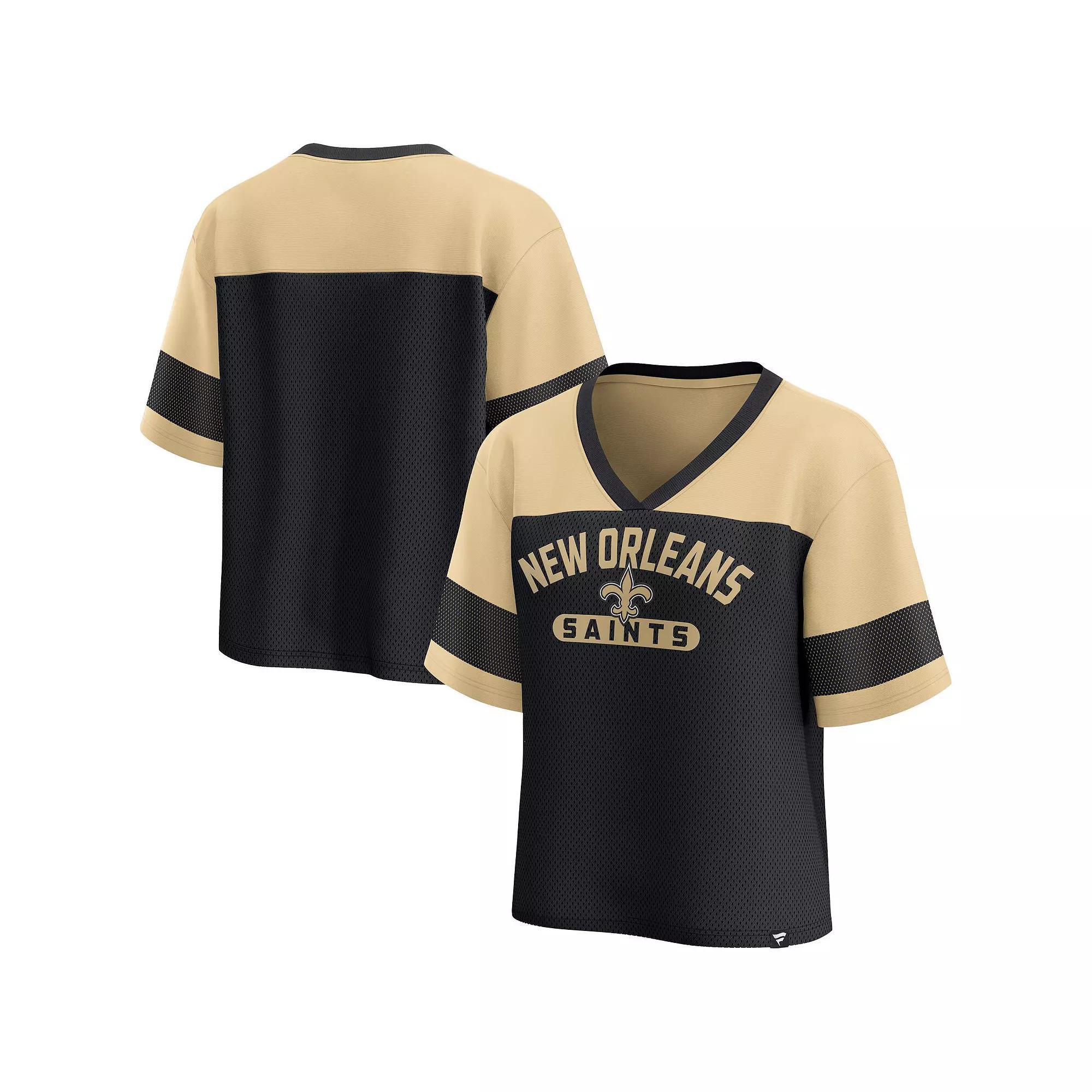 Women's Fanatics  Black/Gold New Orleans Saints Homeschool Jersey Poly V-NeckFashion Top, Size: Small Product Image