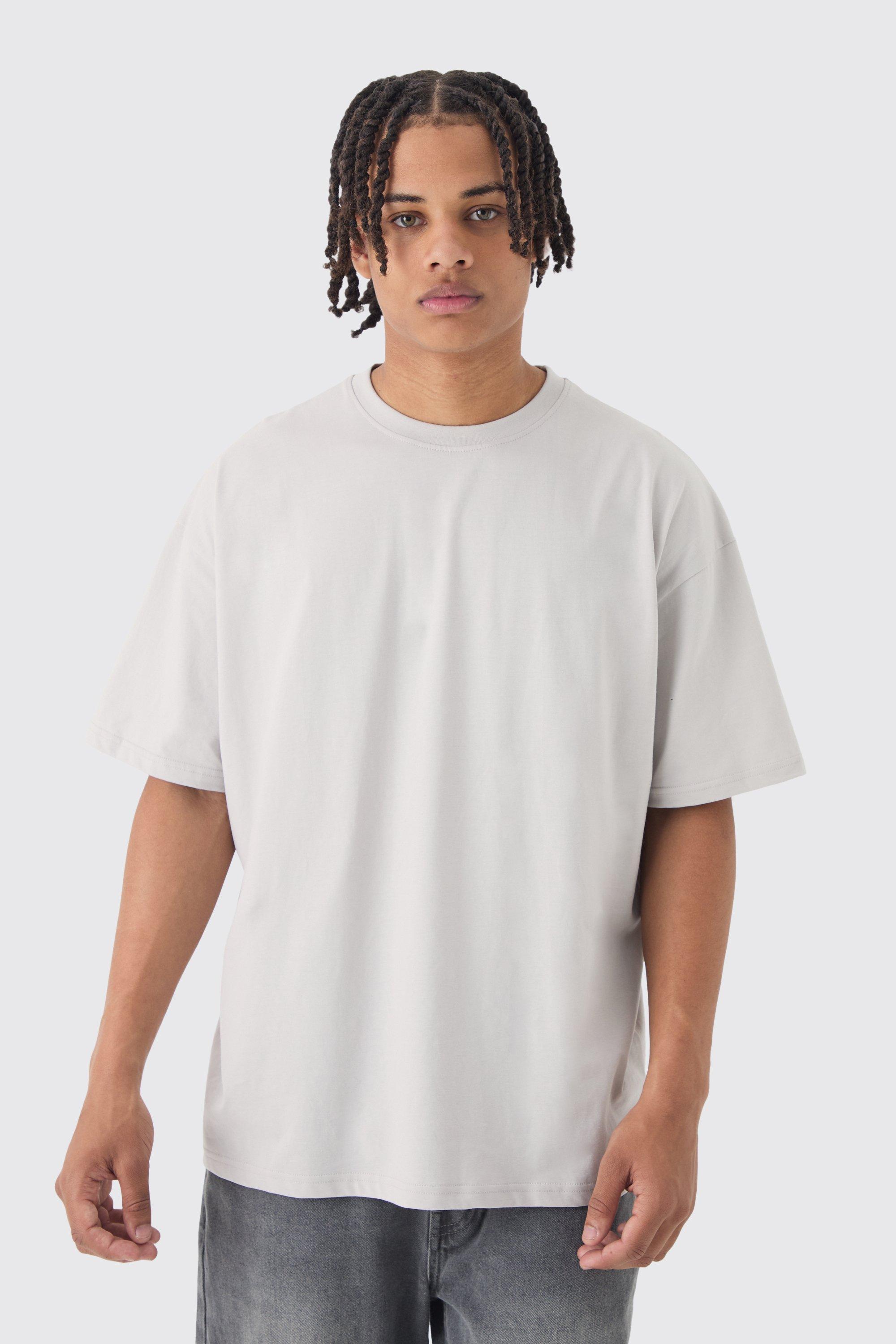 Mens Oversized Basic Crew Neck T-shirt - Grey Product Image