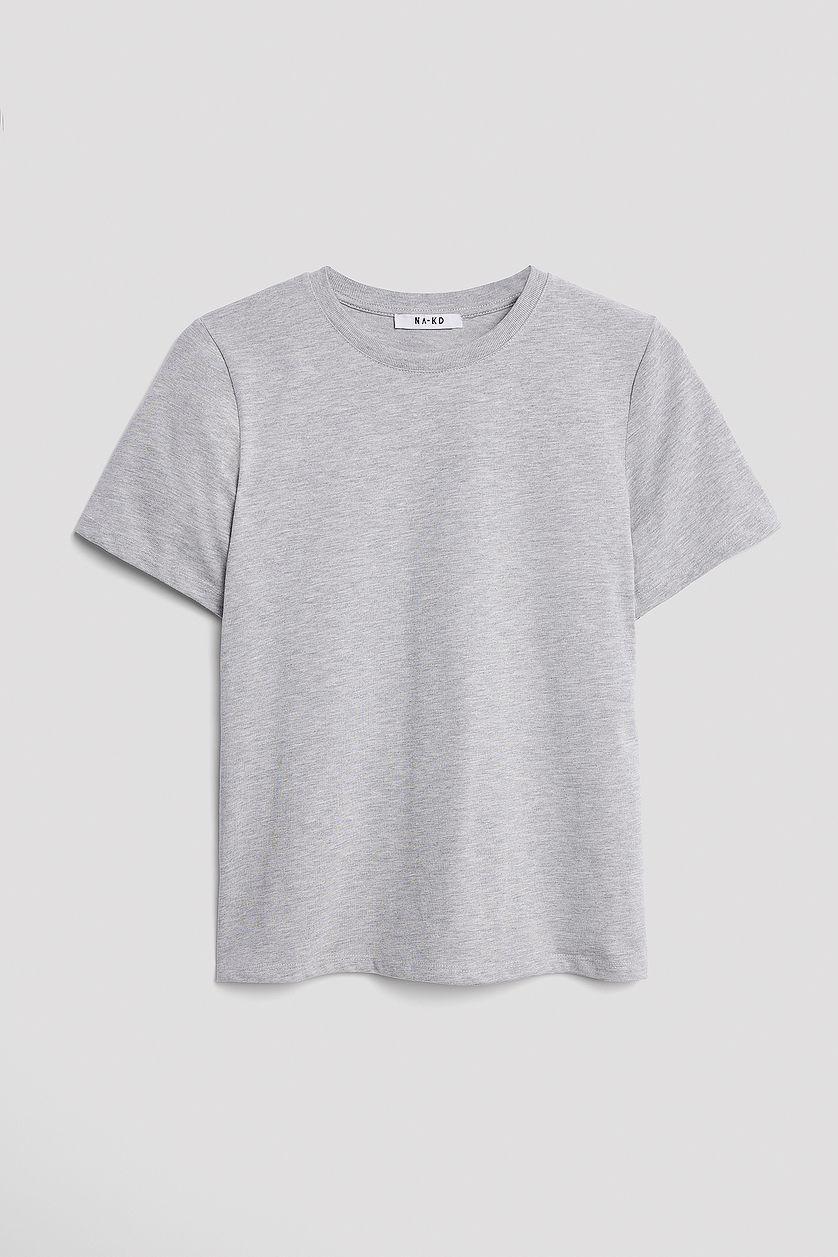 Round Neck Cotton T-Shirt Beige Product Image