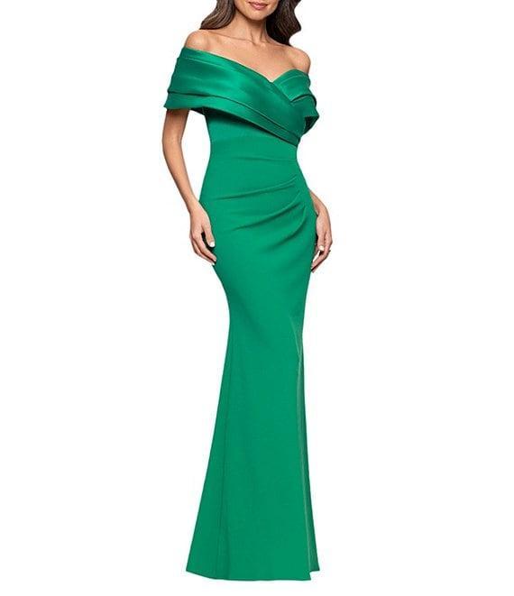 Betsy & Adam Petite Size Off-the-Shoulder Scuba Crepe Dress Product Image