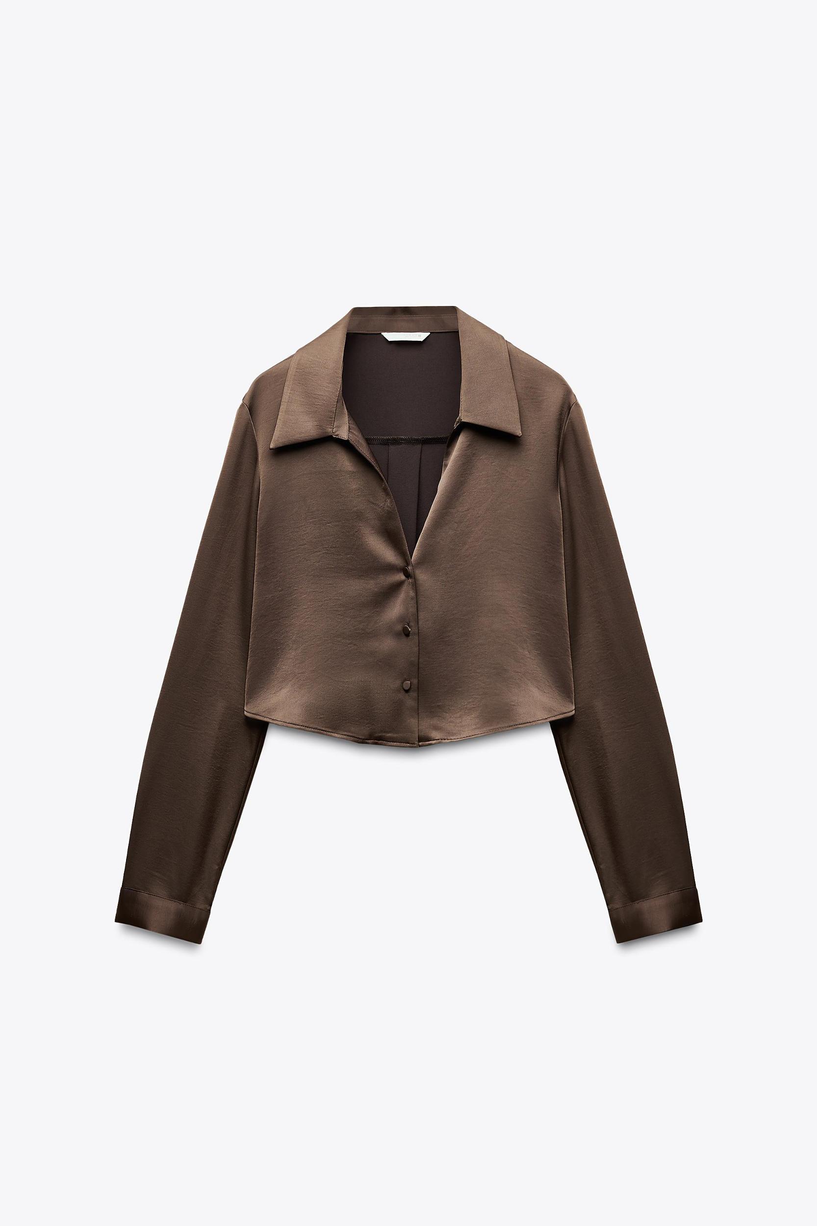 SATIN EFFECT CROPPED SHIRT Product Image