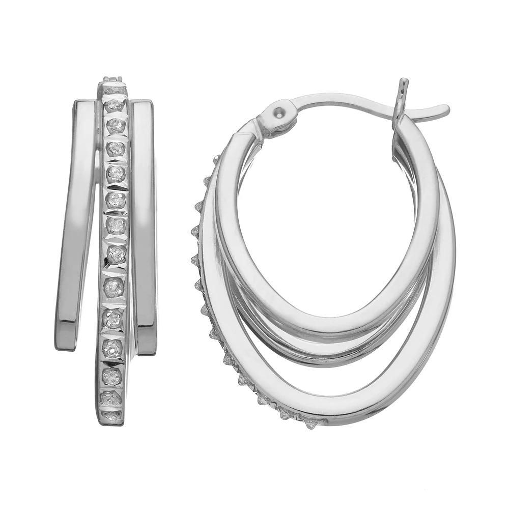 Diamond Mystique Sterling Silver Diamond Accent Multi Oval Hoop Earrings, Women's Product Image