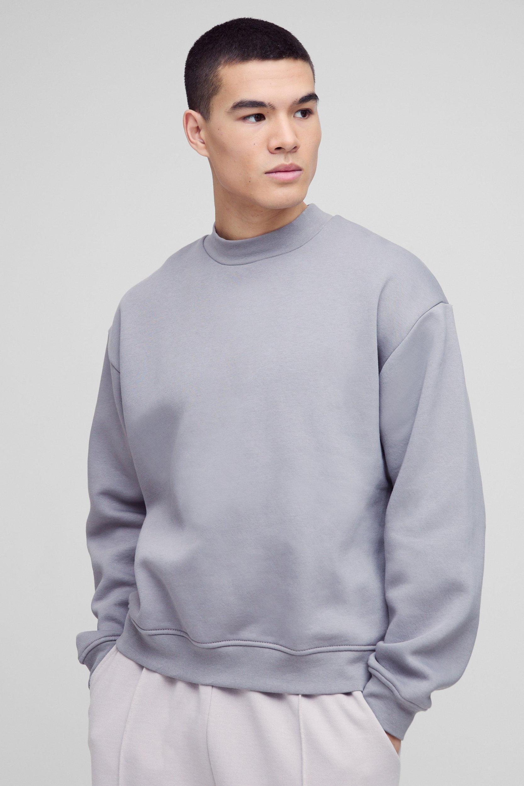 330GSM Oversized Basic Boxy Extended Neck Sweatshirt | boohooMAN USA Product Image