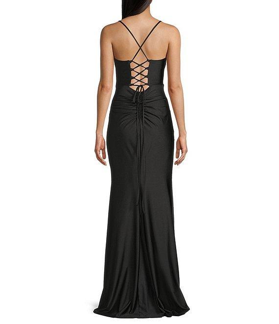 B. Darlin Spaghetti Strap Corset Side Shirred Long Dress Product Image