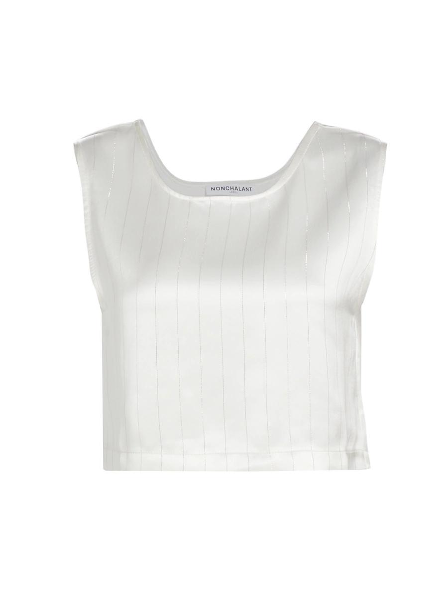 Womens Terri Crop Metallic Strip Shirt Product Image