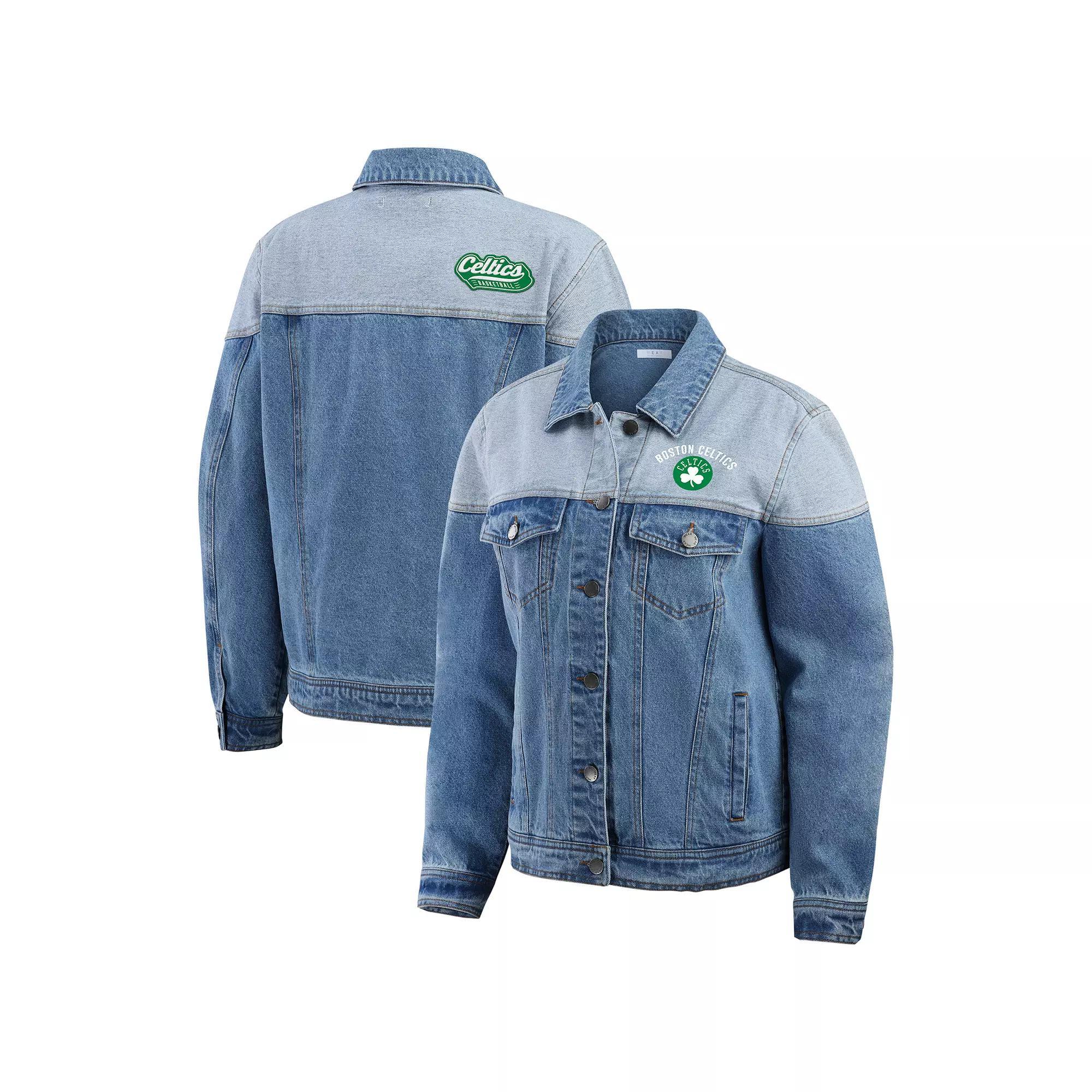 Women's WEAR by Erin Andrews Blue Boston Celtics Full-Button Denim Jacket,  Product Image