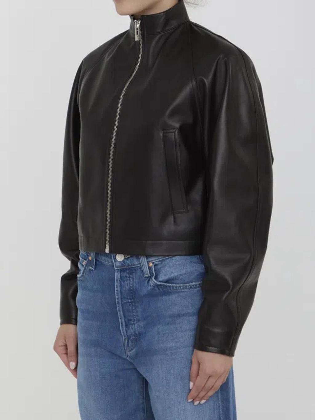 ALAÏA Round Leather Jacket In Black Product Image