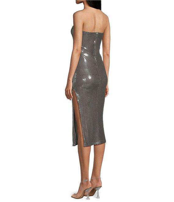 Honey and Rosie Strapless Cut-Outt Sequin Midi Dress Product Image
