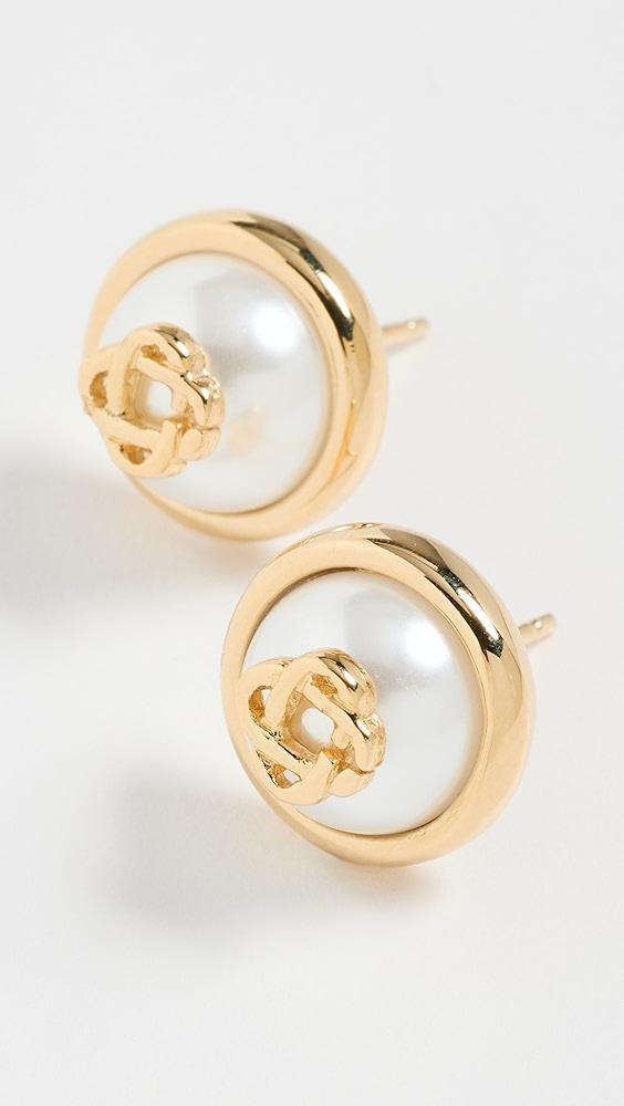 Casablanca Pearl Logo Stud Earrings | Shopbop Product Image