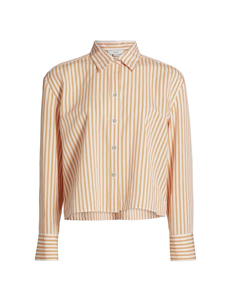 Till Stripe Cropped Button-Front Shirt Product Image