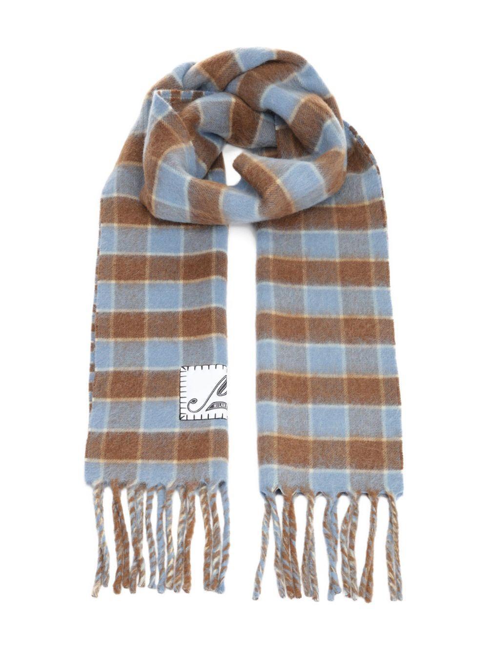 plaid-pattern fringed scarf Product Image