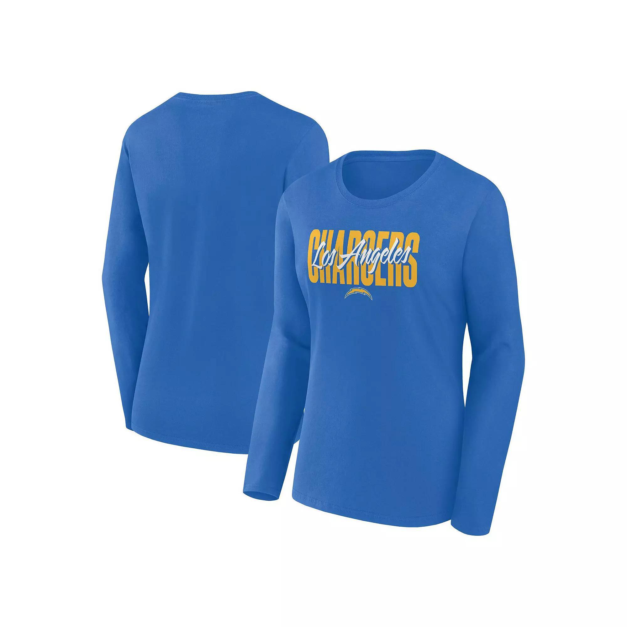Women's Powder Blue Los Angeles Chargers Grip Long Sleeve T-Shirt,  Product Image