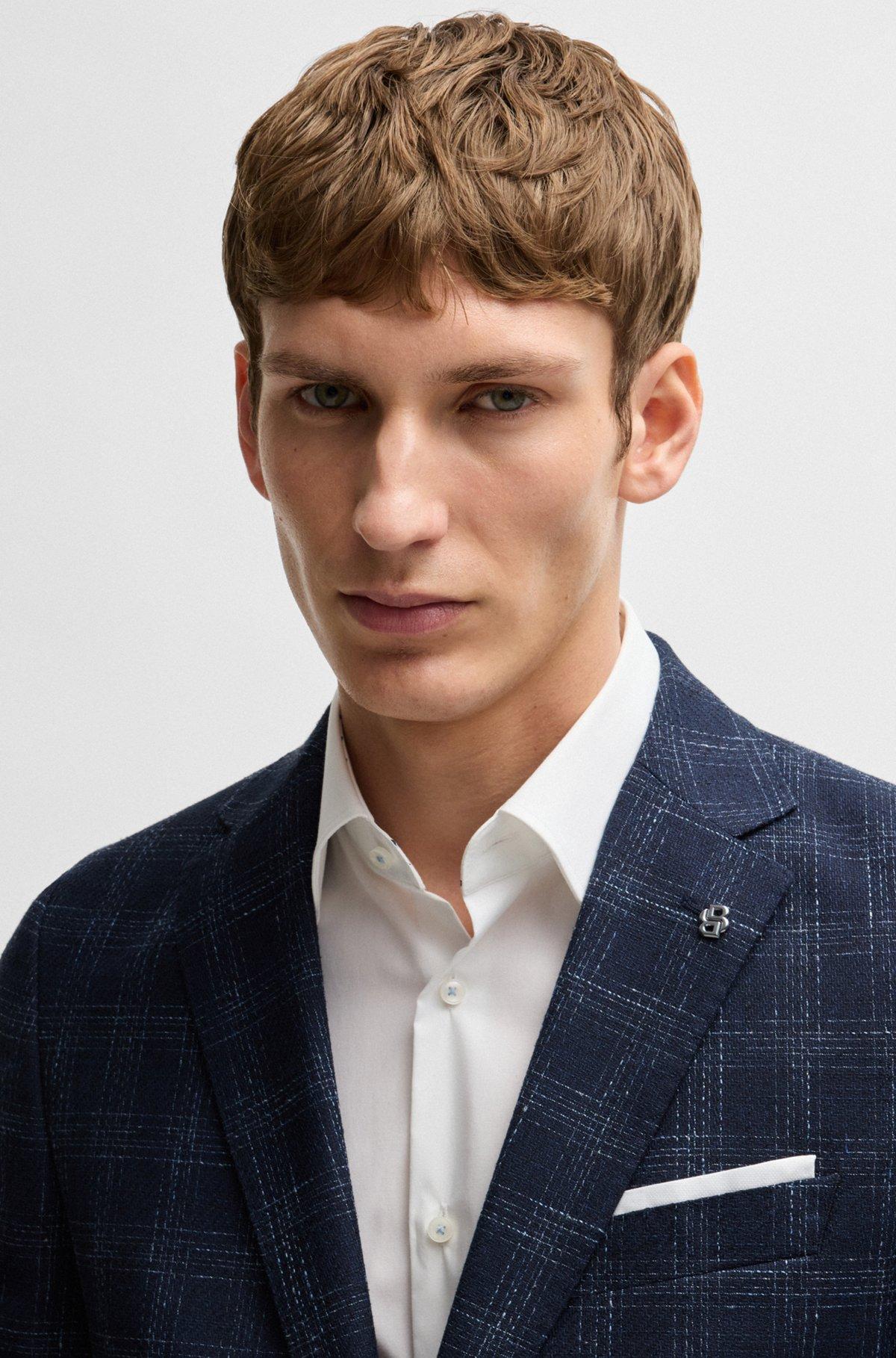 Slim-fit suit jacket in a checked wool blend Product Image