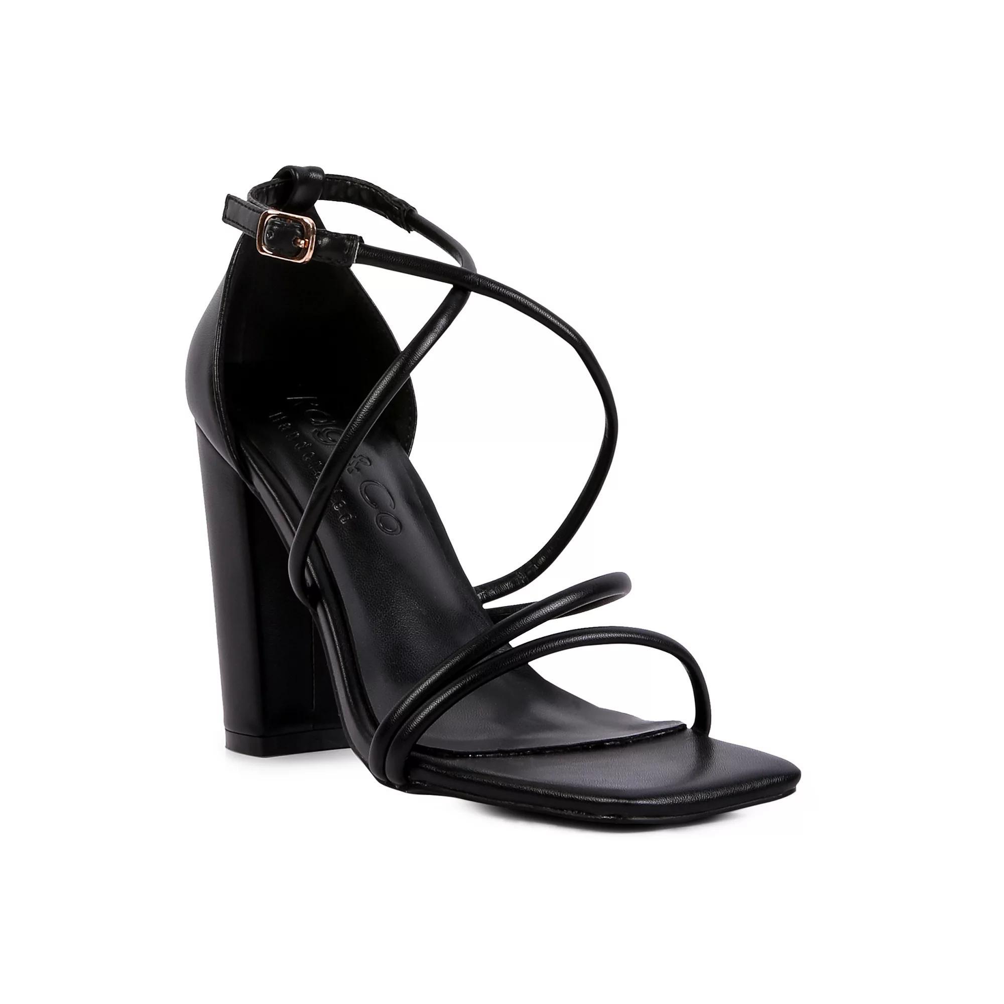 Rag & Co Opulence Women's Leather Strappy Block Heel Sandals, Size: 7, Black Product Image