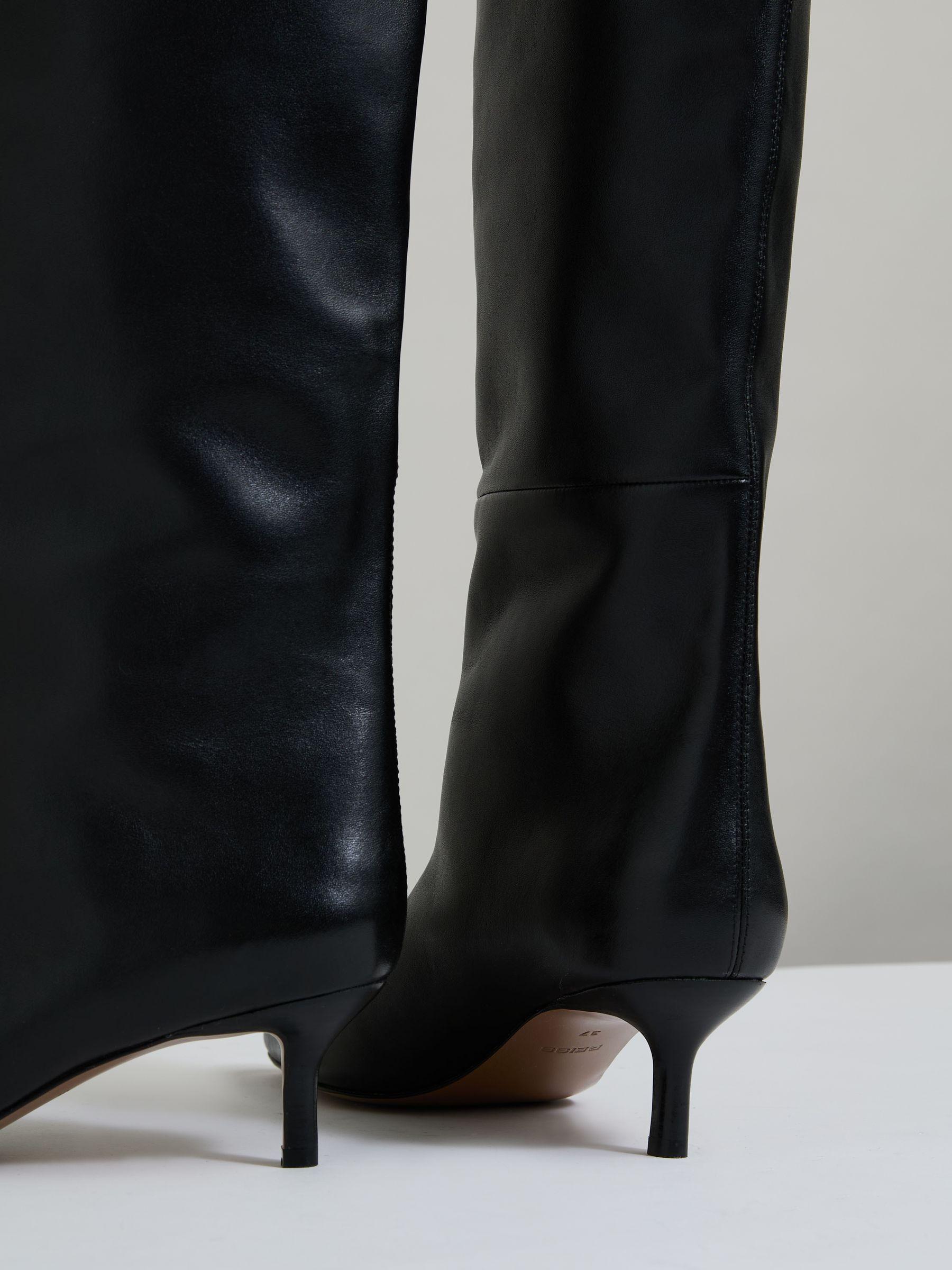 Leather Kitten Heel Boots in Black Product Image