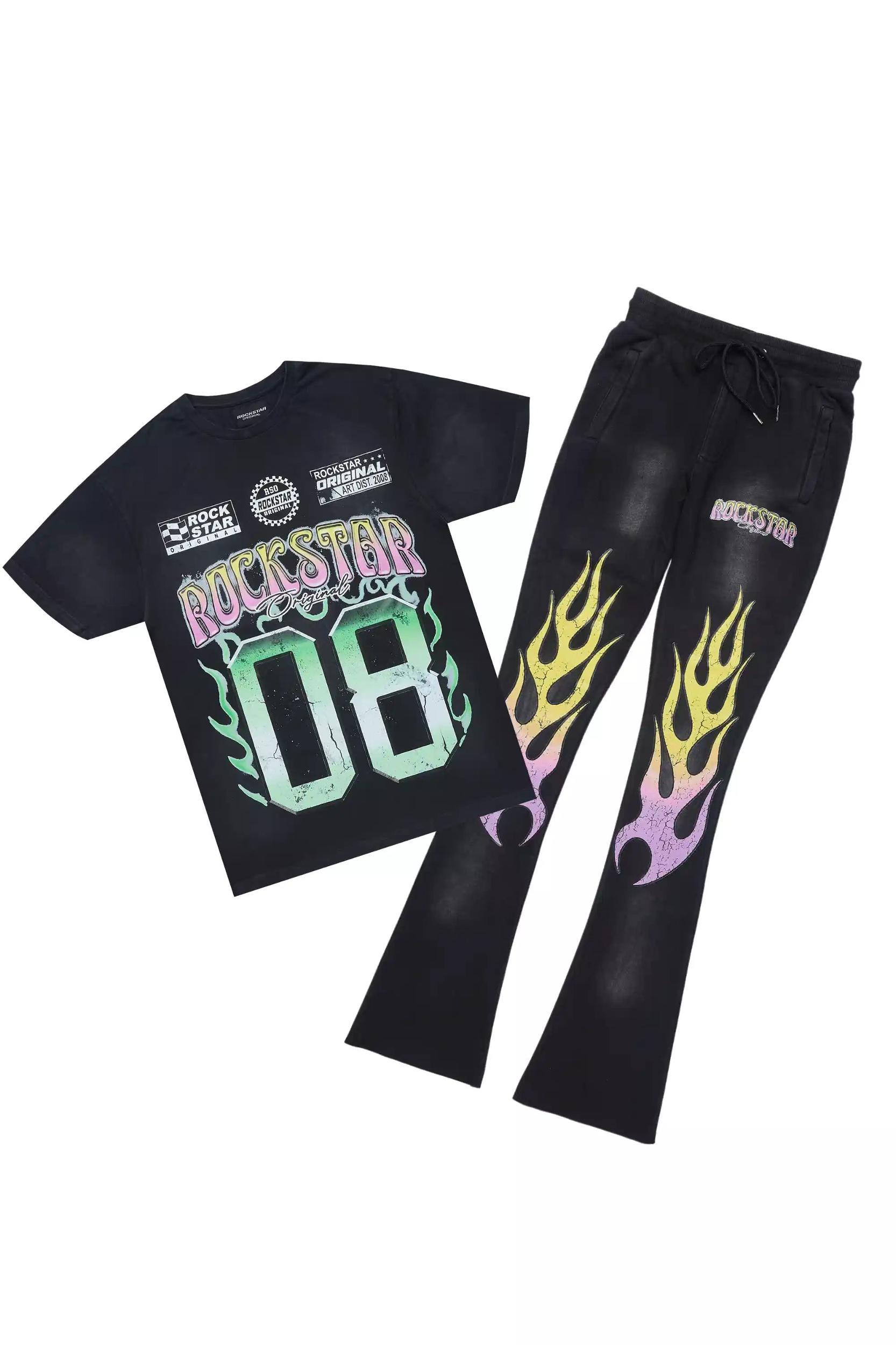 Quito Black T-Shirt/Stacked Flare Track Set Male Product Image