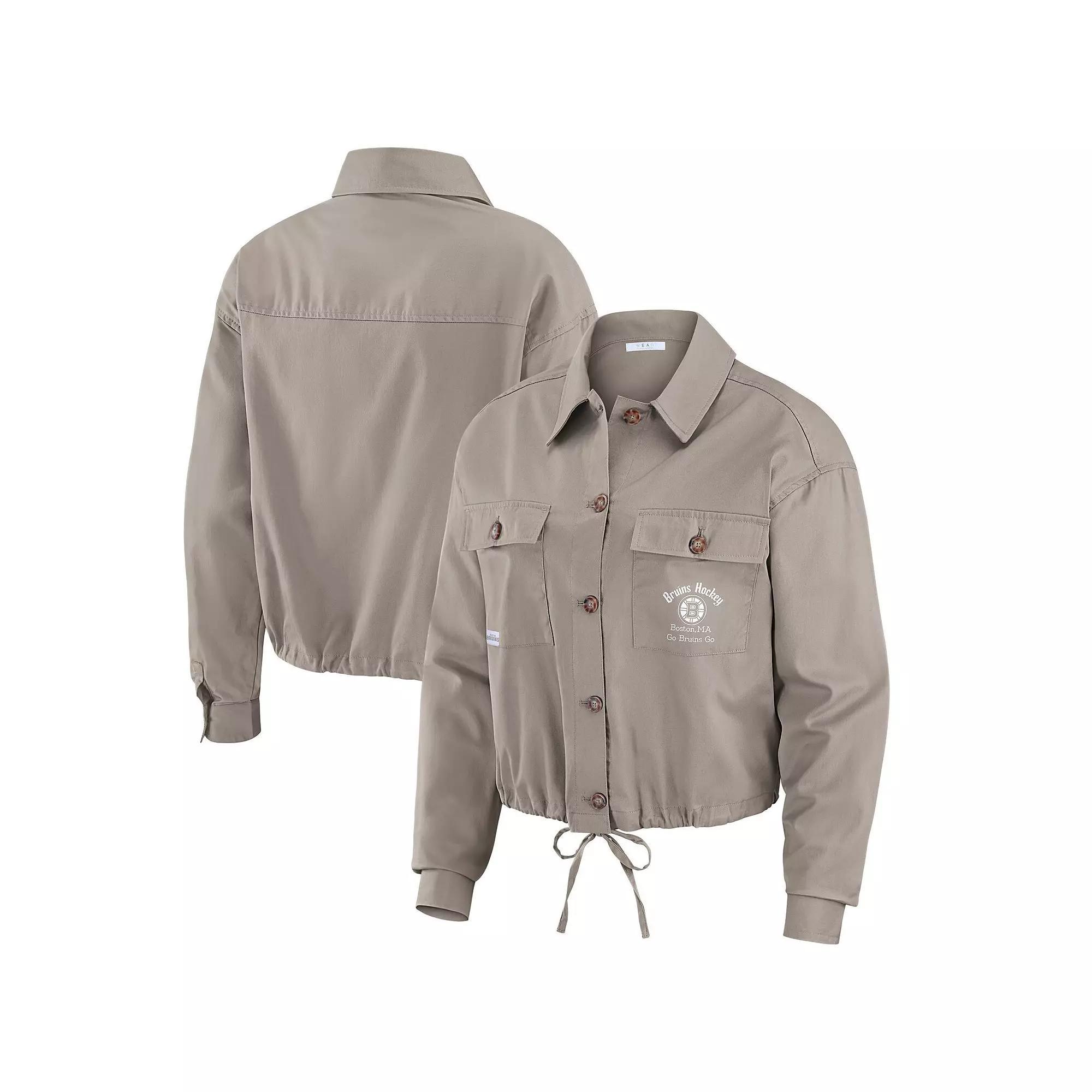 Women's WEAR by Erin Andrews Gray New Jersey Devils Cinched Button-Up Jacket, Size: XL, Nhl Grey Product Image