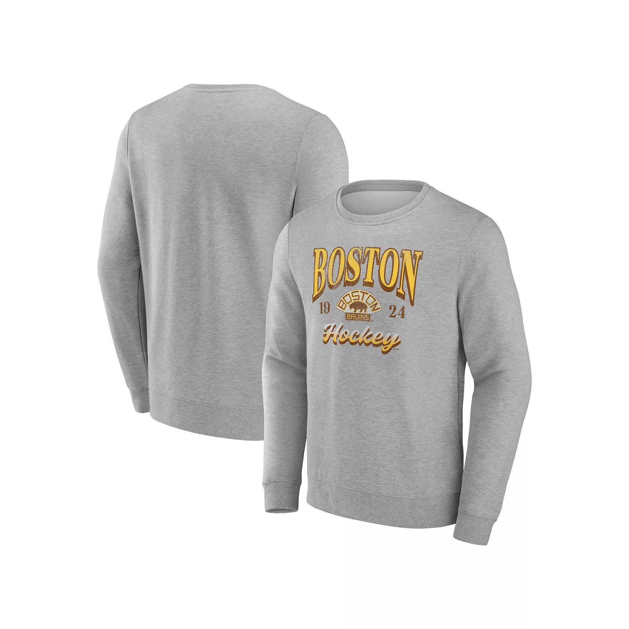 Men's Fanatics Gray Boston Bruins Nimbus Fleece Pullover Sweatshirt,  Product Image