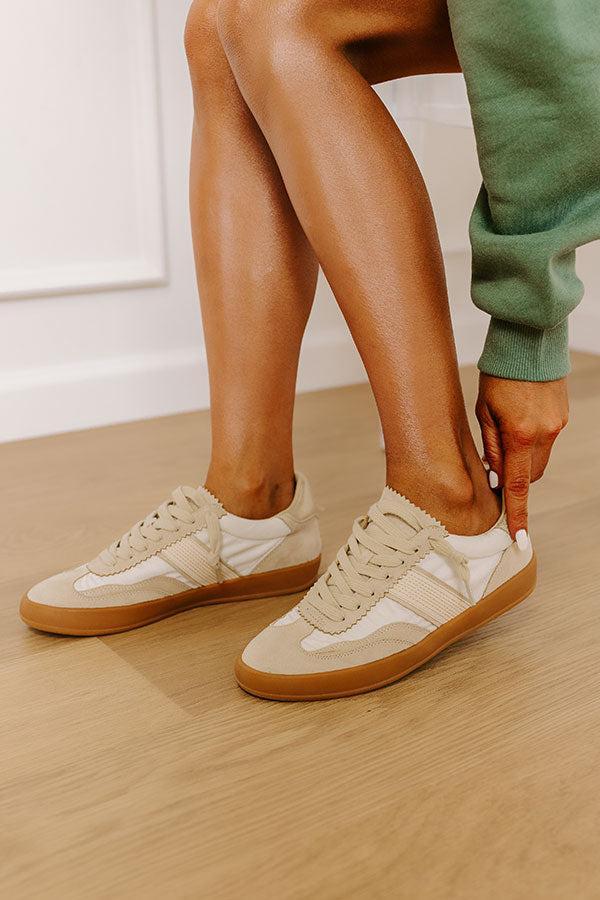 The Zoey Faux Suede Sneaker in Stone Product Image