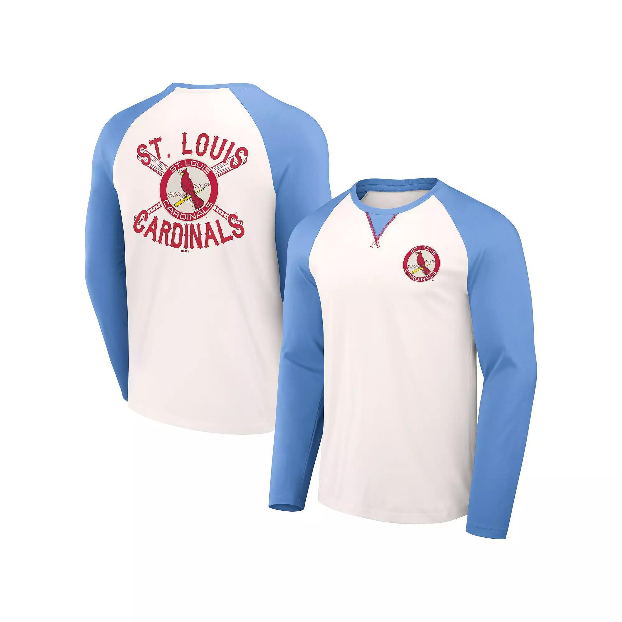 Men's Darius Rucker Collection by Fanatics  White/Light Blue St. Louis Cardinals Team Color Raglan T-Shirt, Size: Small Product Image