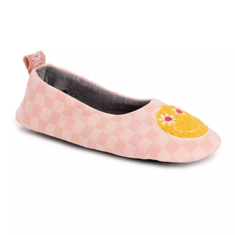 MUK LUKS Womens Ballerina Slippers Pink Smile Product Image