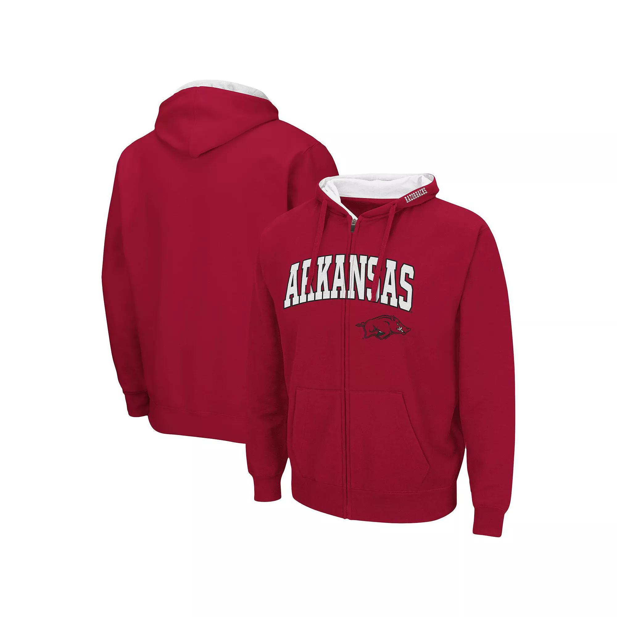 Men's Colosseum Cardinal Arkansas Razorbacks Arch & Logo 3.0 Full-Zip Hoodie, Size: Large, Red Product Image