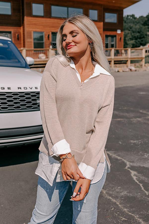 Early Start Sweater Top In Taupe Product Image