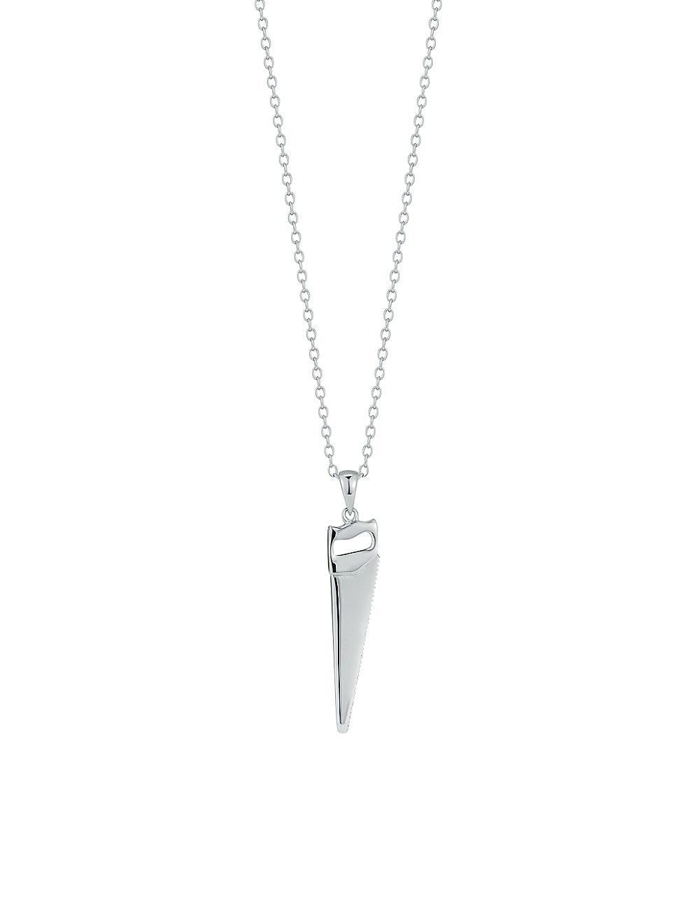 Mens Saw Sterling Silver Pendant Necklace Product Image