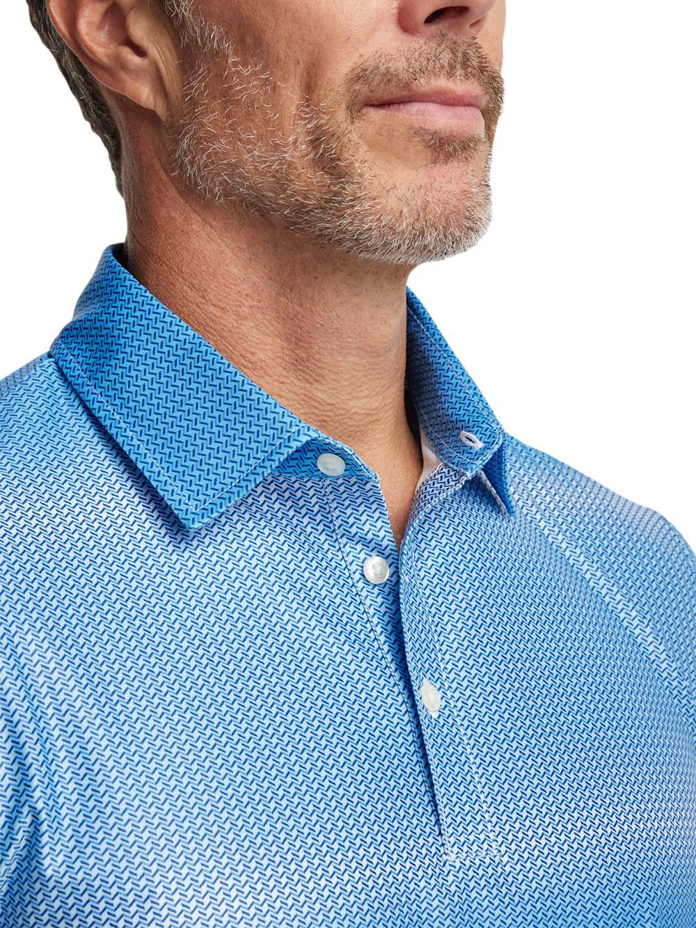 Performance Blend Three Button Polo - Blue Product Image