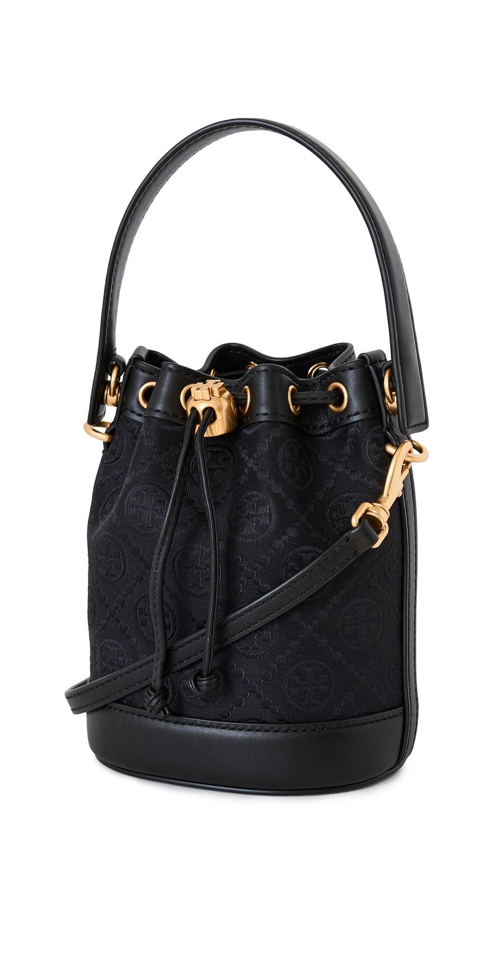 Tory Burch Mini T Monogram Bucket Bag Black One Size Product Image