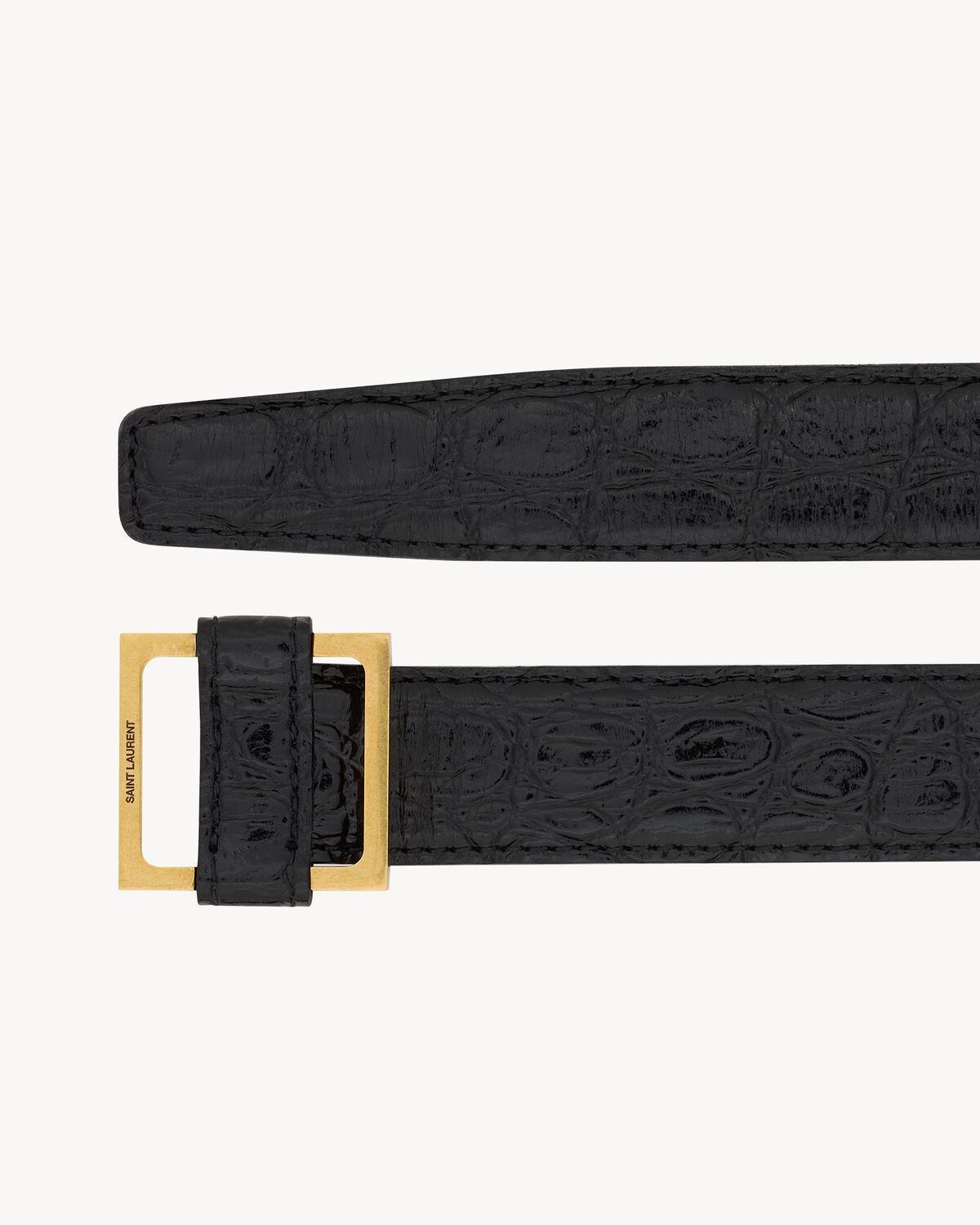 square loop buckle belt in crocodile embossed leather | Saint Laurent | YSL.com Product Image