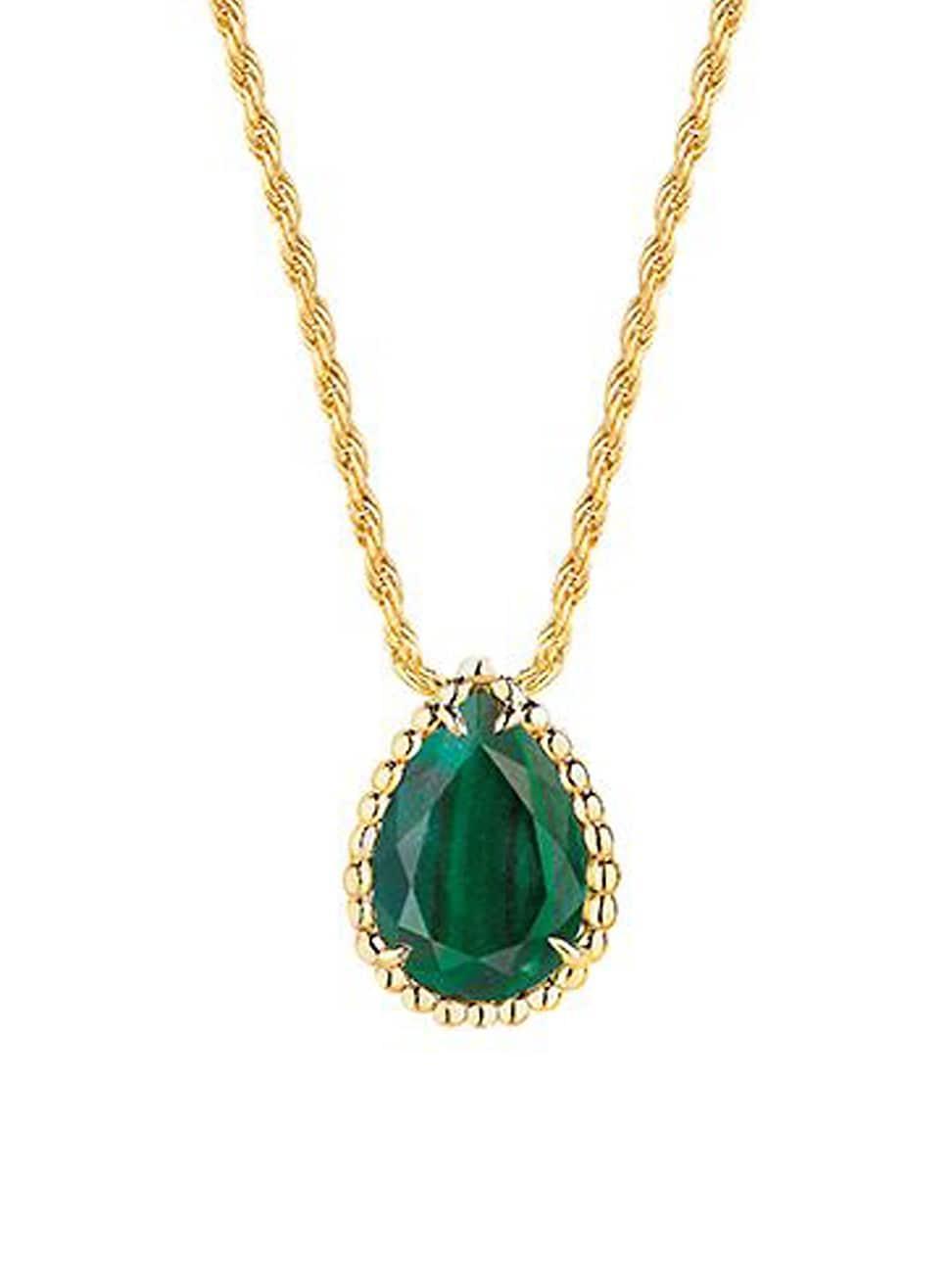 Womens Serpent Bohme 18K Yellow Gold & Malachite Small Pendant Necklace Product Image