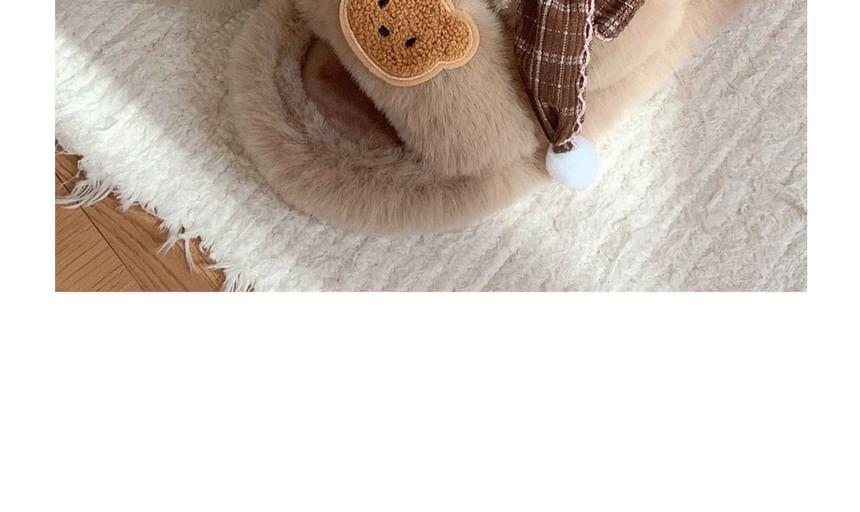 Bear Applique Fluffy Slippers Product Image