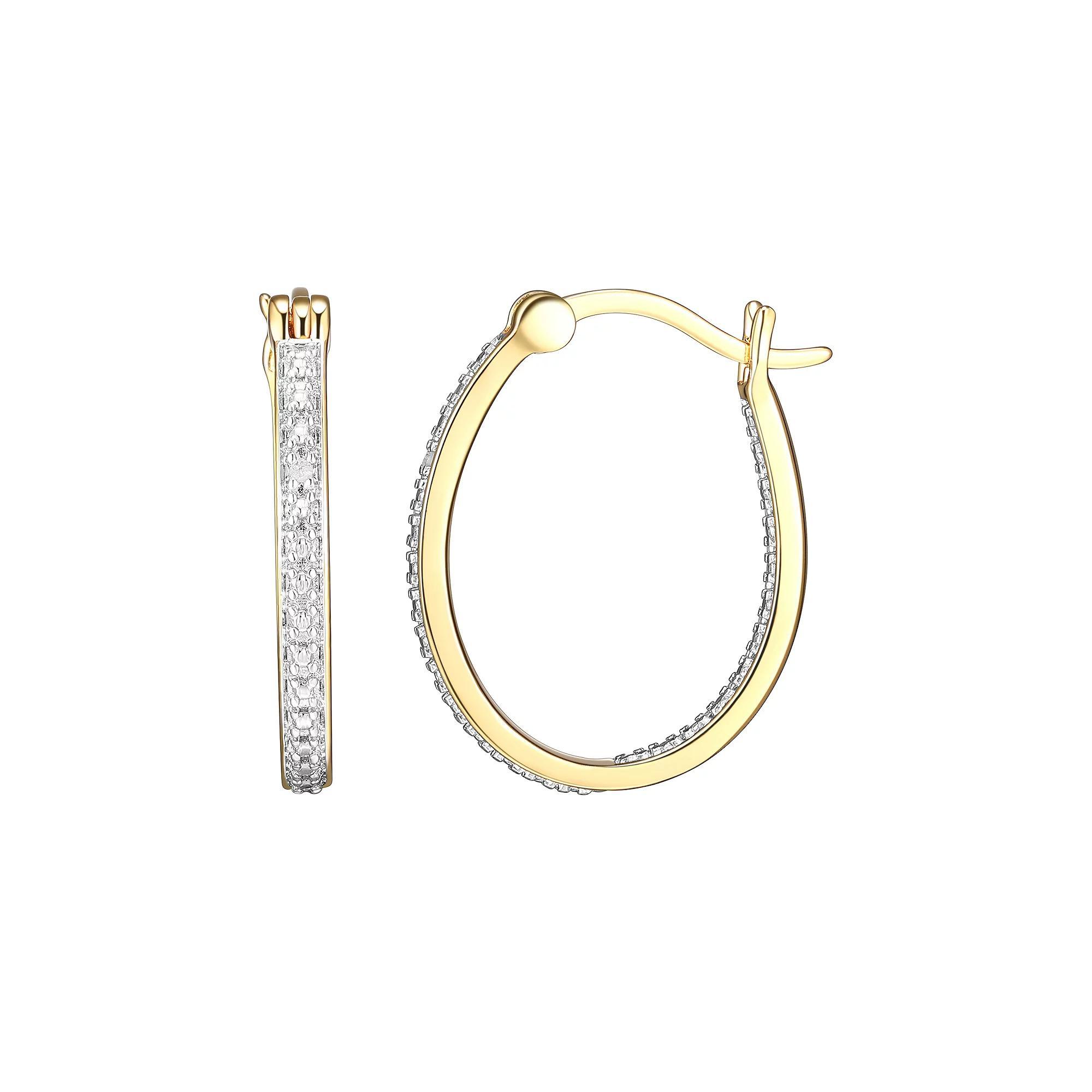 Gemistry 14k Gold Over Sterling Silver Stone Drop Hoop Earrings, Women's, Purple Product Image