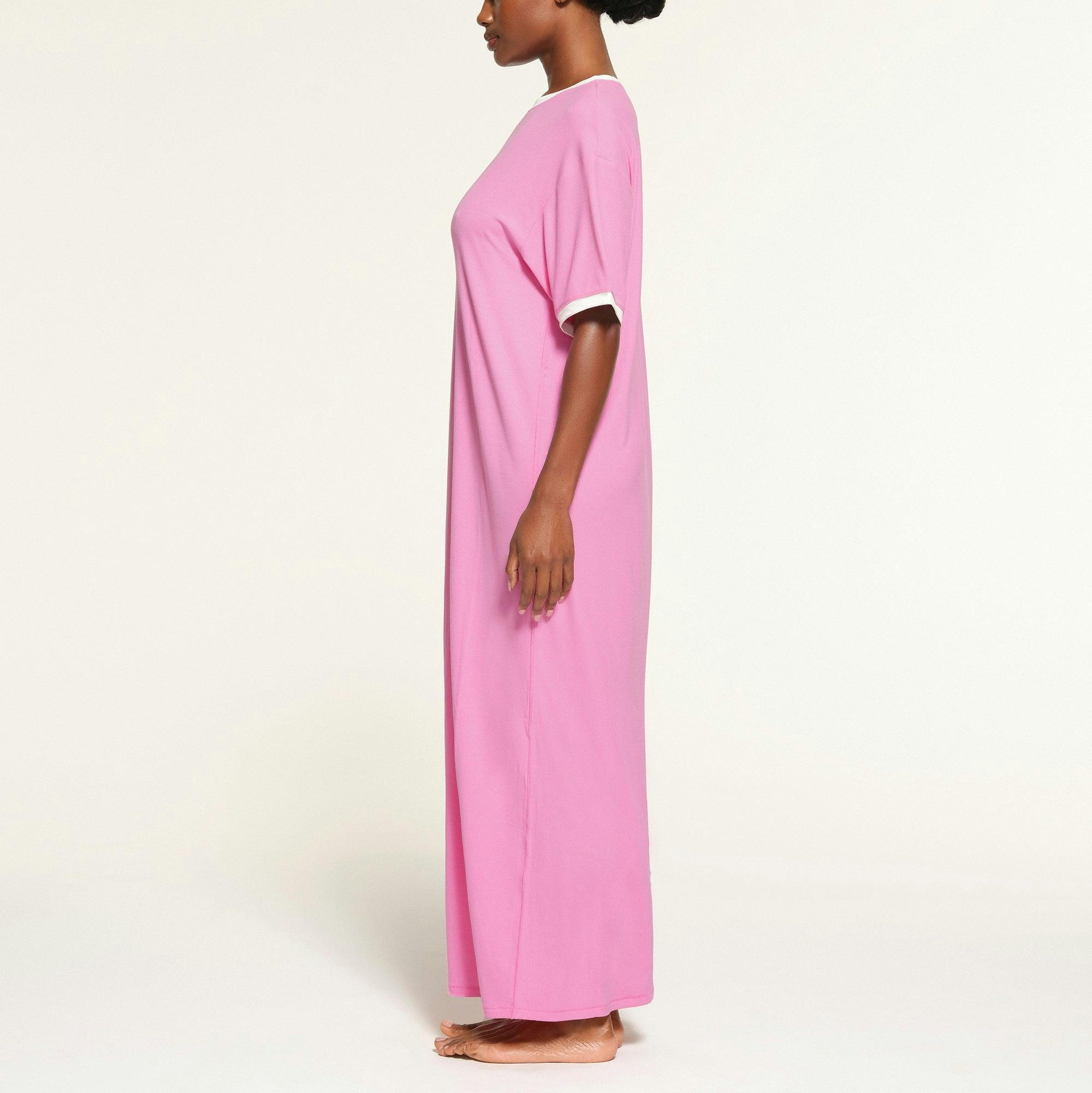 SOFT LOUNGE RINGER T-SHIRT LONG DRESS | BLUSH Product Image