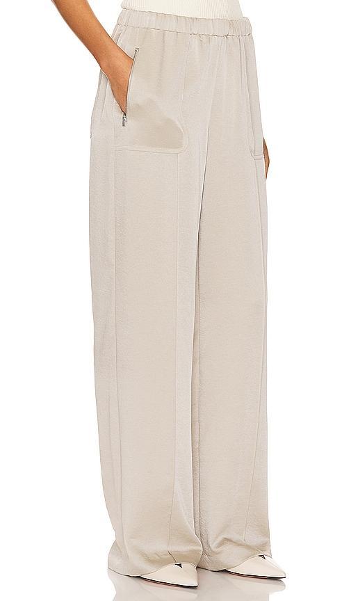 Shiny Zip-Trim Wide-Leg Pull-On Pants Product Image