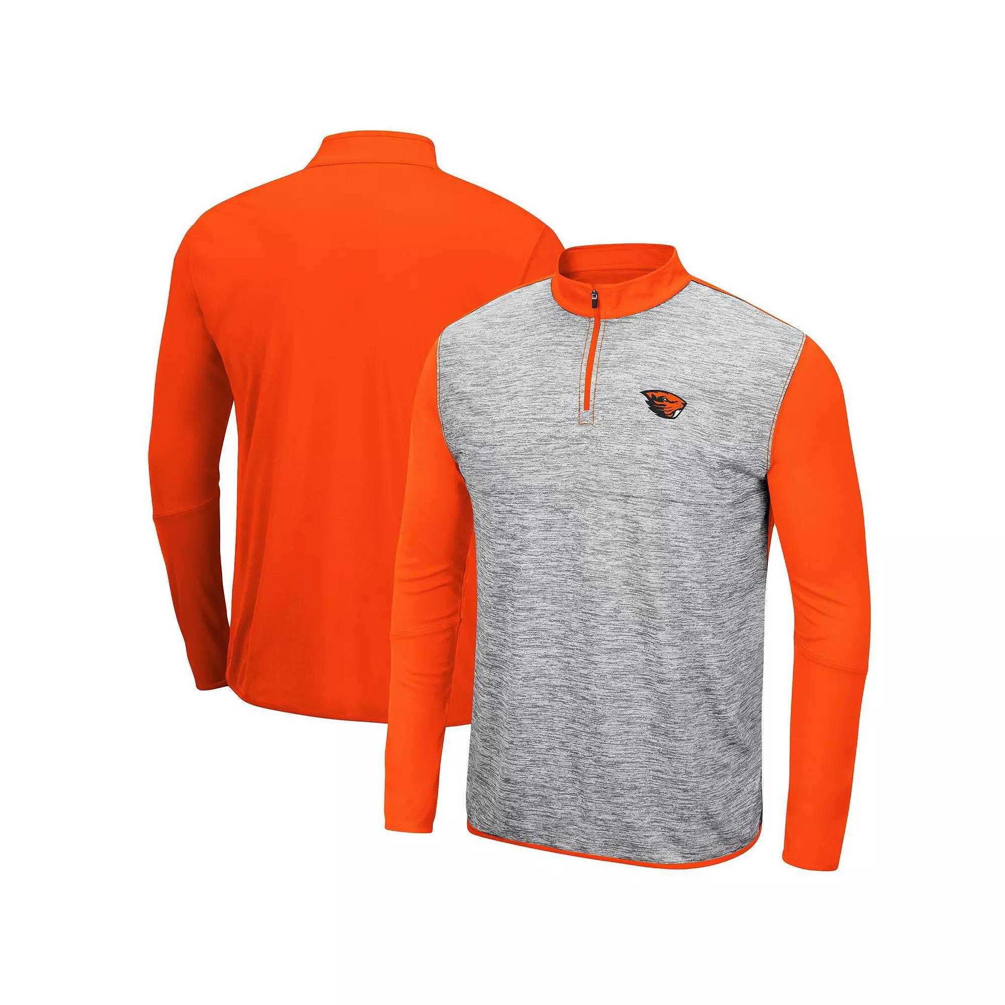 Men's Colosseum Heathered Gray/Orange Oregon State Beavers Prospect Quarter-Zip Jacket,  Product Image